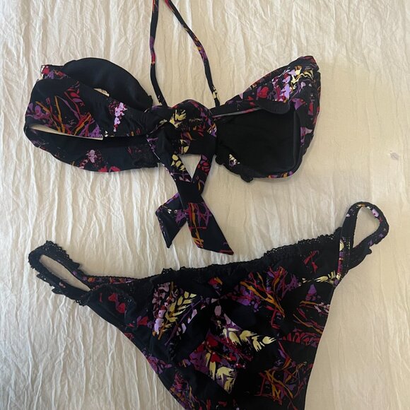 SEVENTH WONDERLAND BIKINI SIZE 8 BLACK/PURPLE NWT - Picture 2 of 4